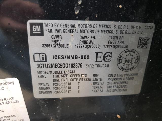Photo 10 from auction – 2016 GMC SIERRA K15 with VIN 3GTU2MEC5GG103376