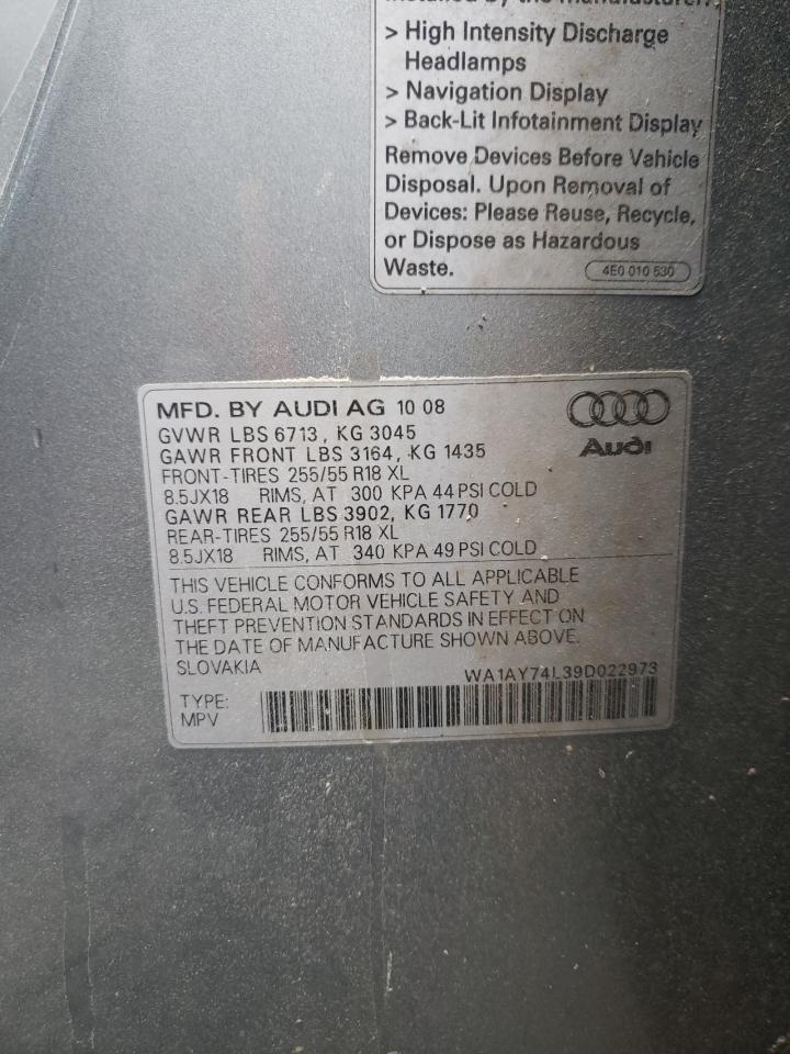 Photo 10 from auction – 2009 AUDI Q7 3.6 QUA with VIN WA1AY74L39D022973