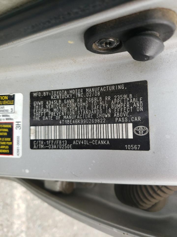 Photo 10 from auction – 2009 TOYOTA CAMRY BASE with VIN 4T1BE46K99U269822