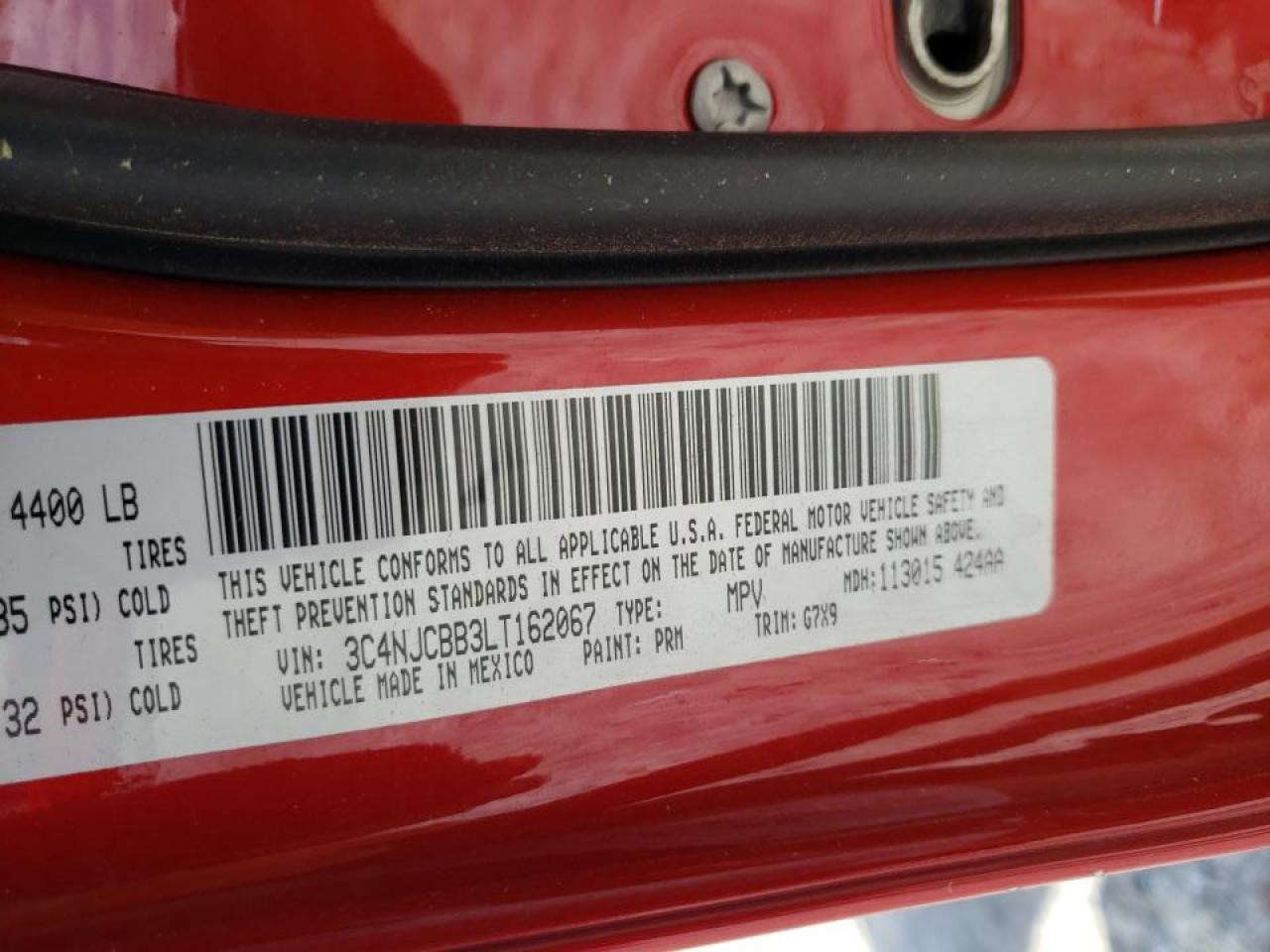 Photo 10 from auction – 2020 JEEP COMPASS LA with VIN 3C4NJCBB3LT162067