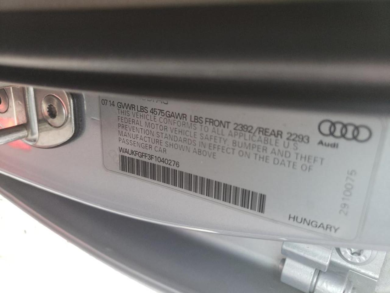 Photo 10 from auction – 2015 AUDI A3 PRESTIG with VIN WAUKFGFF3F1040276