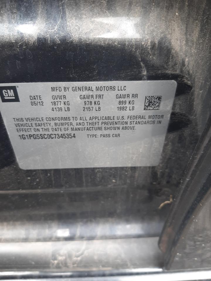 Photo 10 from auction – 2012 CHEVROLET CRUZE LT with VIN 1G1PG5SC0C7345354