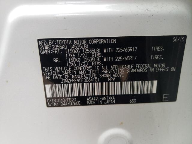 Photo 10 from auction – 2015 TOYOTA RAV4 LE with VIN JTMZFREV5FD064101