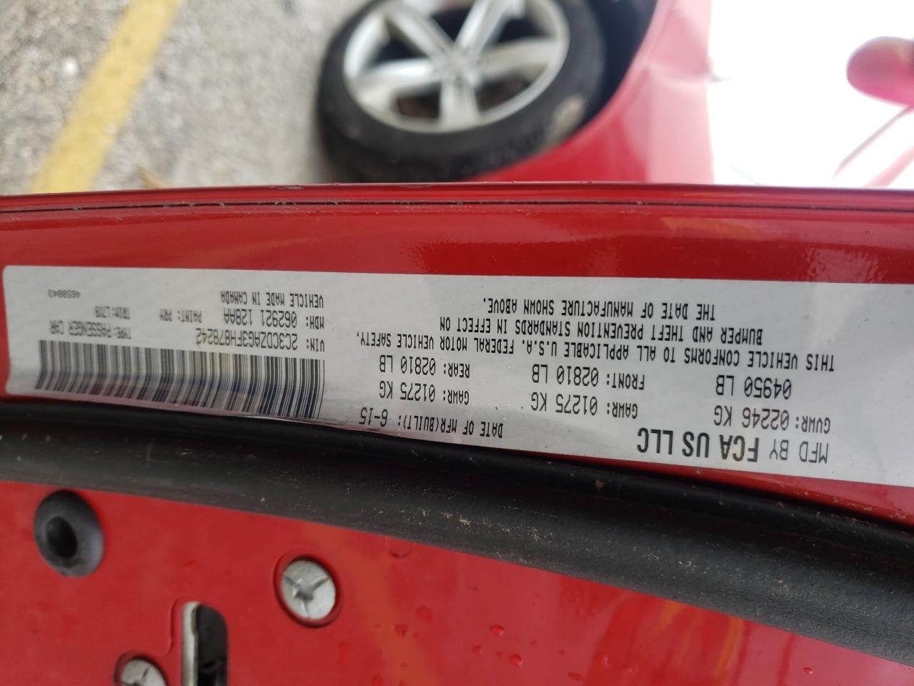 Photo 10 from auction – 2015 DODGE CHALLENGER with VIN 2C3CDZAG3FH878242