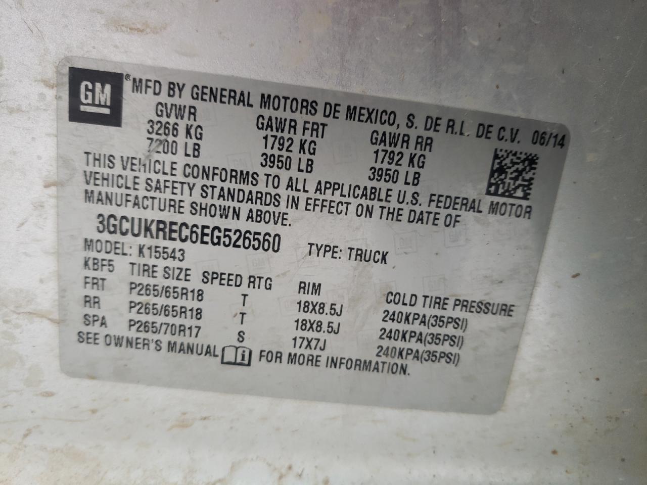 Photo 10 from auction – 2014 CHEVROLET SILVERADO with VIN 3GCUKREC6EG526560