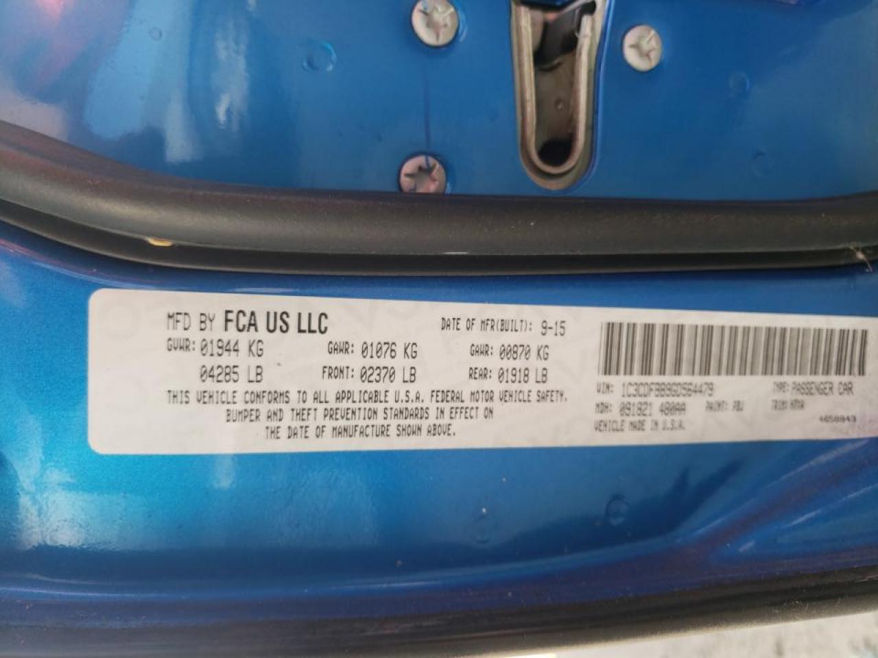 Photo 10 from auction – 2016 DODGE DART SXT with VIN 1C3CDFBB9GD564479