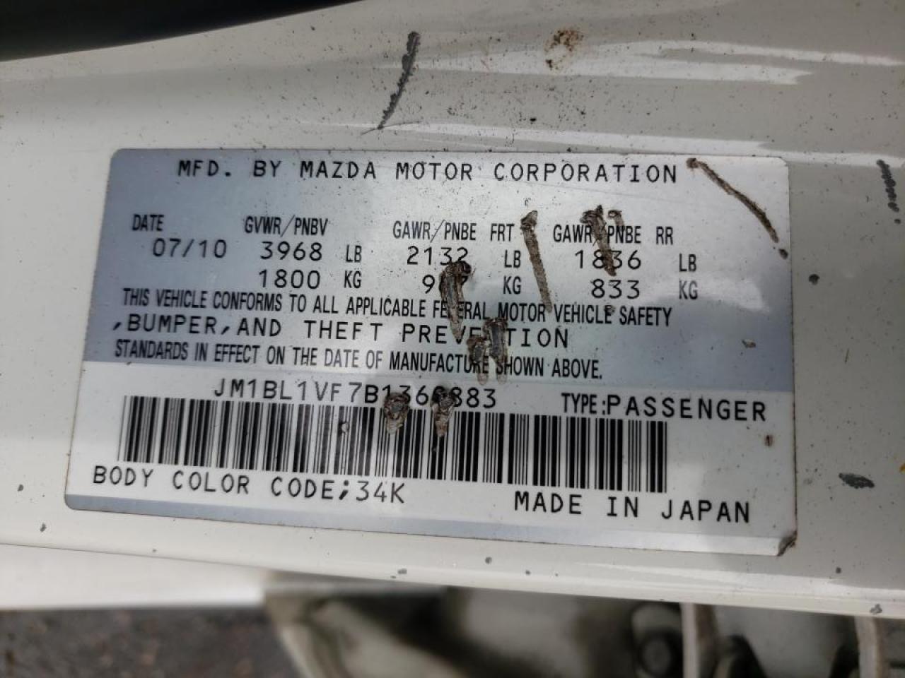 Photo 10 from auction – 2011 MAZDA 3 I with VIN JM1BL1VF7B1360883