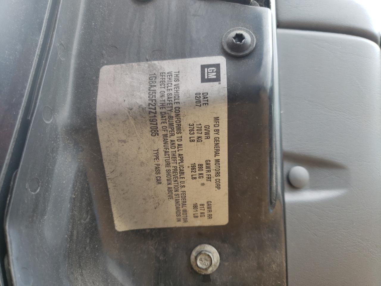 Photo 10 from auction – 2007 SATURN ION LEVEL with VIN 1G8AJ55F27Z197085