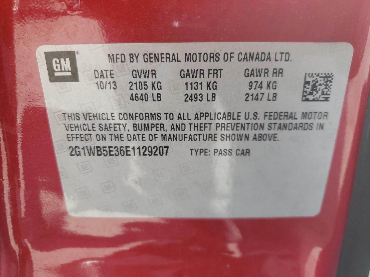 Photo 10 from auction – 2014 CHEVROLET IMPALA LIM with VIN 2G1WB5E36E1129207