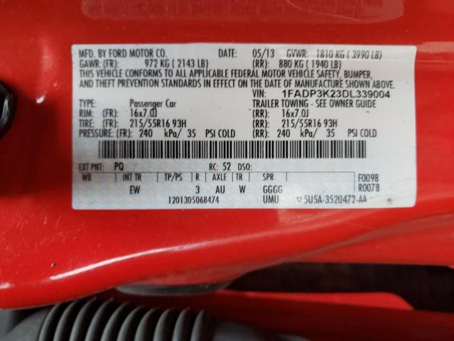Photo 10 from auction – 2013 FORD FOCUS SE with VIN 1FADP3K23DL339004