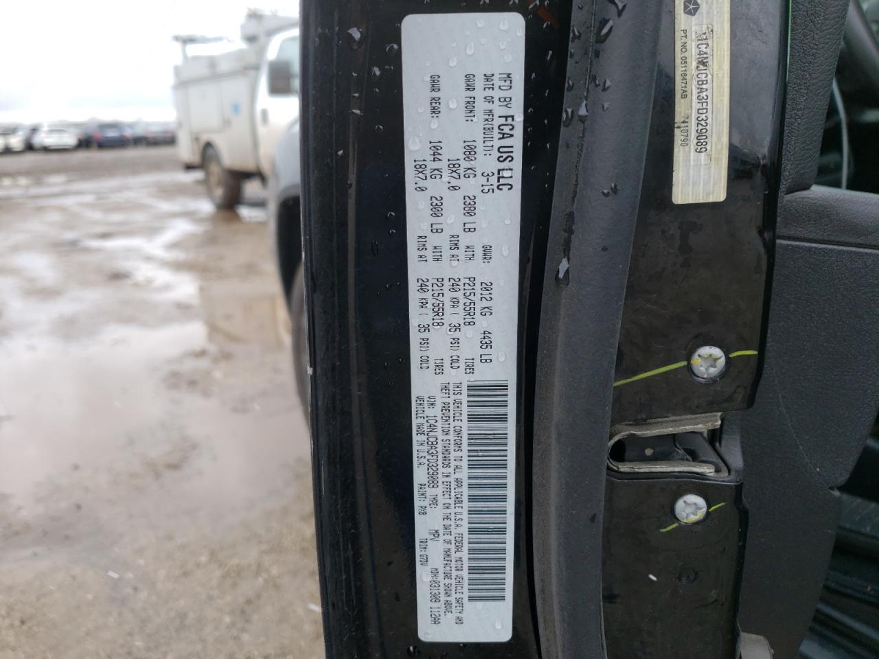 Photo 10 from auction – 2015 JEEP COMPASS SP with VIN 1C4NJCBA3FD329089