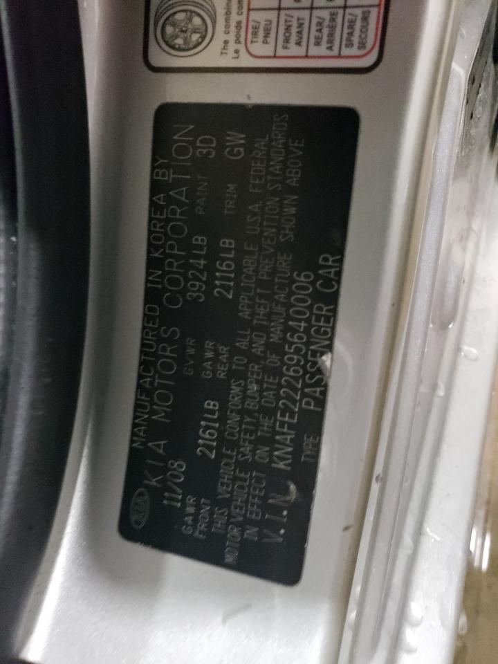Photo 10 from auction – 2009 KIA SPECTRA EX with VIN KNAFE222695640006