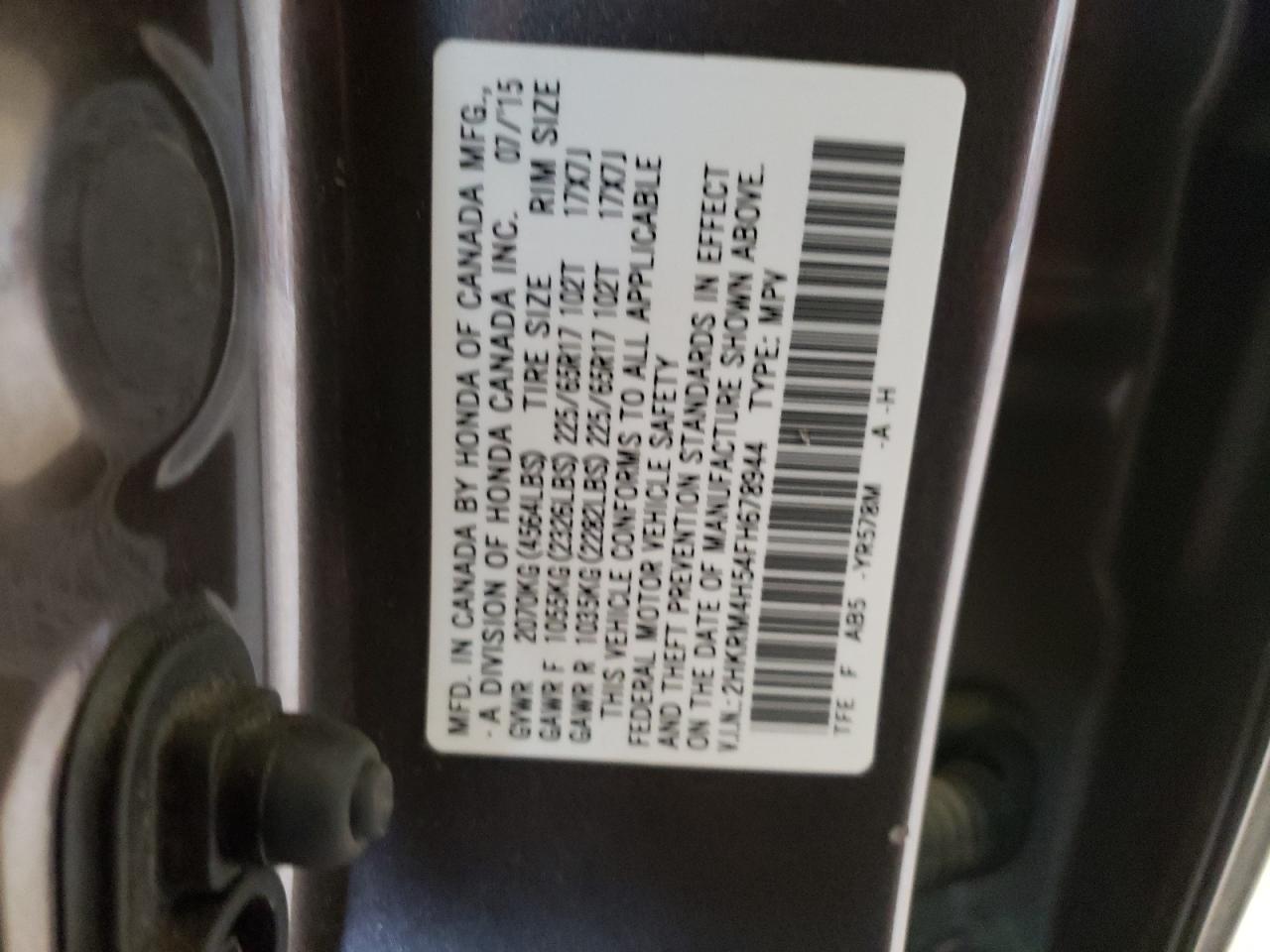 Photo 10 from auction – 2015 HONDA CR-V EX with VIN 2HKRM4H54FH678944