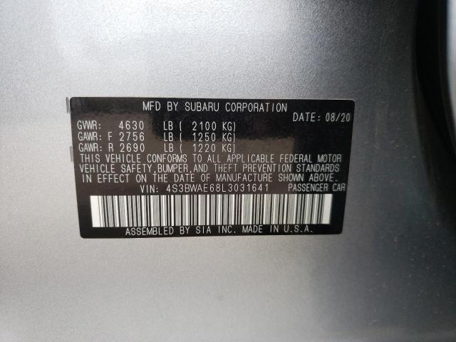 Photo 10 from auction – 2020 SUBARU LEGACY PRE with VIN 4S3BWAE68L3031641
