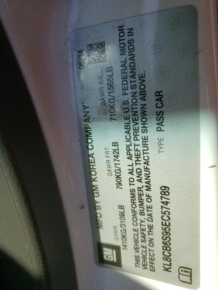 Photo 10 from auction – 2014 CHEVROLET SPARK LS with VIN KL8CB6S95EC574789