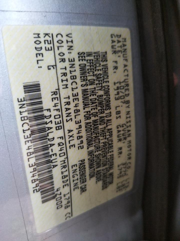 Photo 10 from auction – 2008 NISSAN VERSA S with VIN 3N1BC13E48L394892
