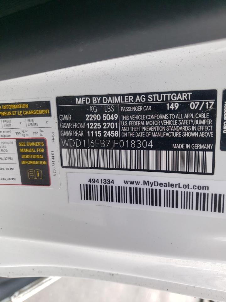 Photo 10 from auction – 2018 MERCEDES-BENZ E 400 with VIN WDD1J6FB7JF018304