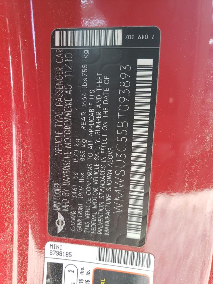 Photo 10 from auction – 2011 MINI COOPER with VIN WMWSU3C55BT093893