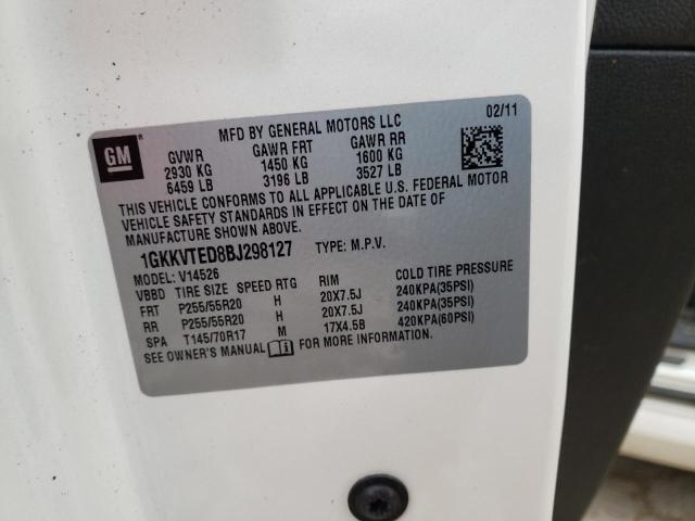 Photo 10 from auction – 2011 GMC ACADIA DEN with VIN 1GKKVTED8BJ298127