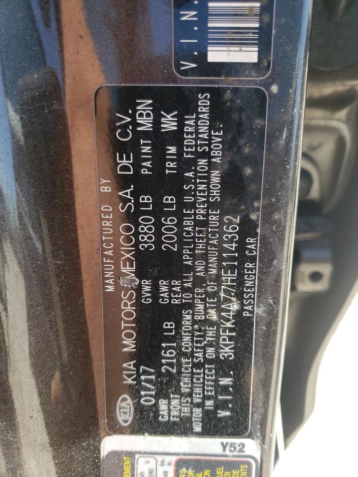 Photo 10 from auction – 2017 KIA FORTE LX with VIN 3KPFK4A77HE114362