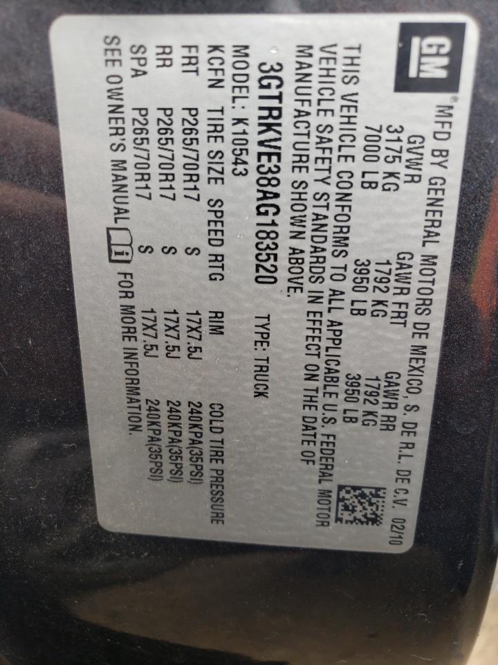 Photo 10 from auction – 2010 GMC SIERRA K15 with VIN 3GTRKVE38AG183520