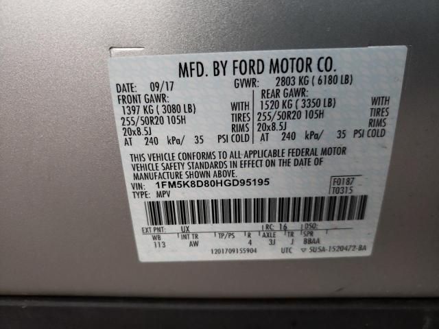 Photo 10 from auction – 2017 FORD EXPLORER X with VIN 1FM5K8D80HGD95195