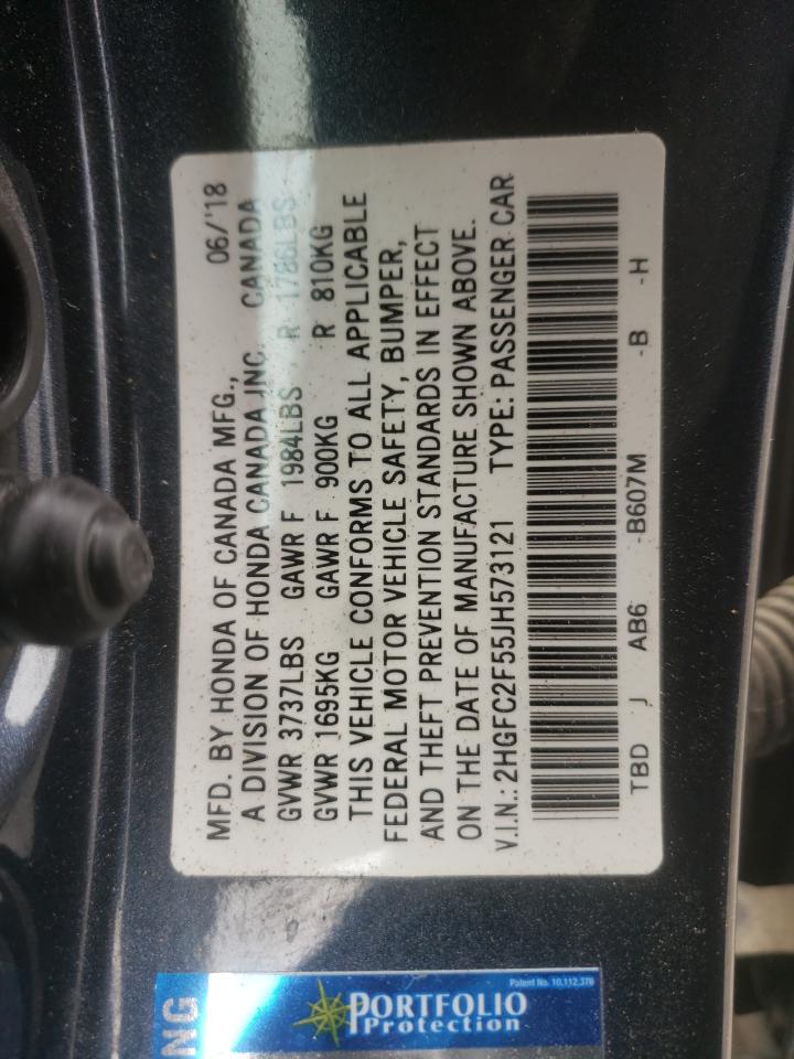 Photo 10 from auction – 2018 HONDA CIVIC LX with VIN 2HGFC2F55JH573121