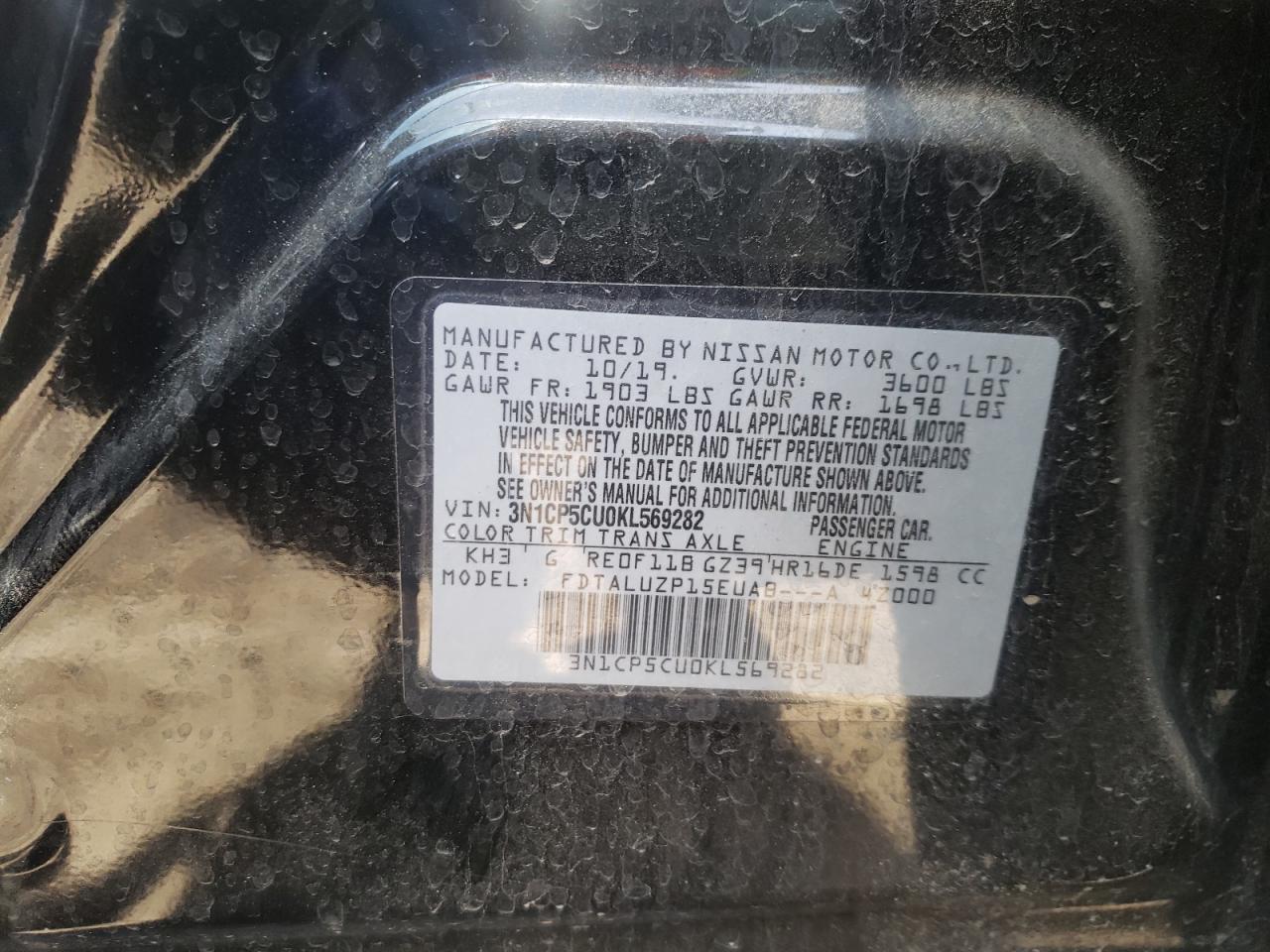 Photo 10 from auction – 2019 NISSAN KICKS S with VIN 3N1CP5CU0KL569282