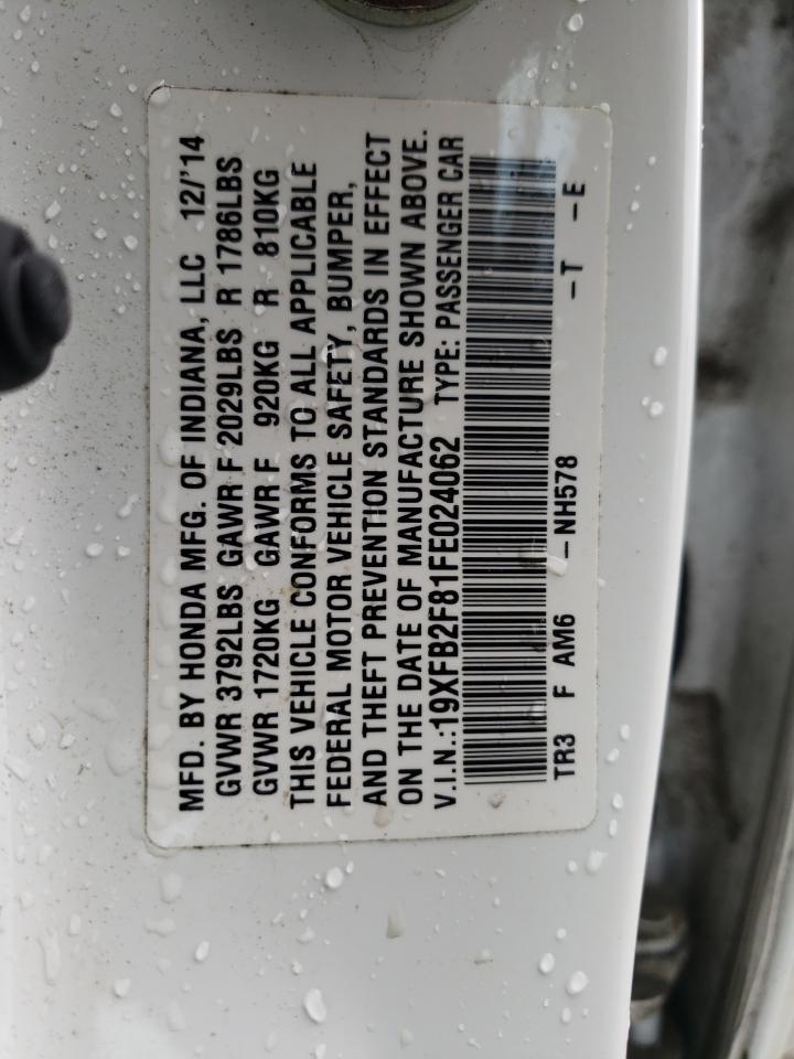 Photo 10 from auction – 2015 HONDA CIVIC EX with VIN 19XFB2F81FE024062
