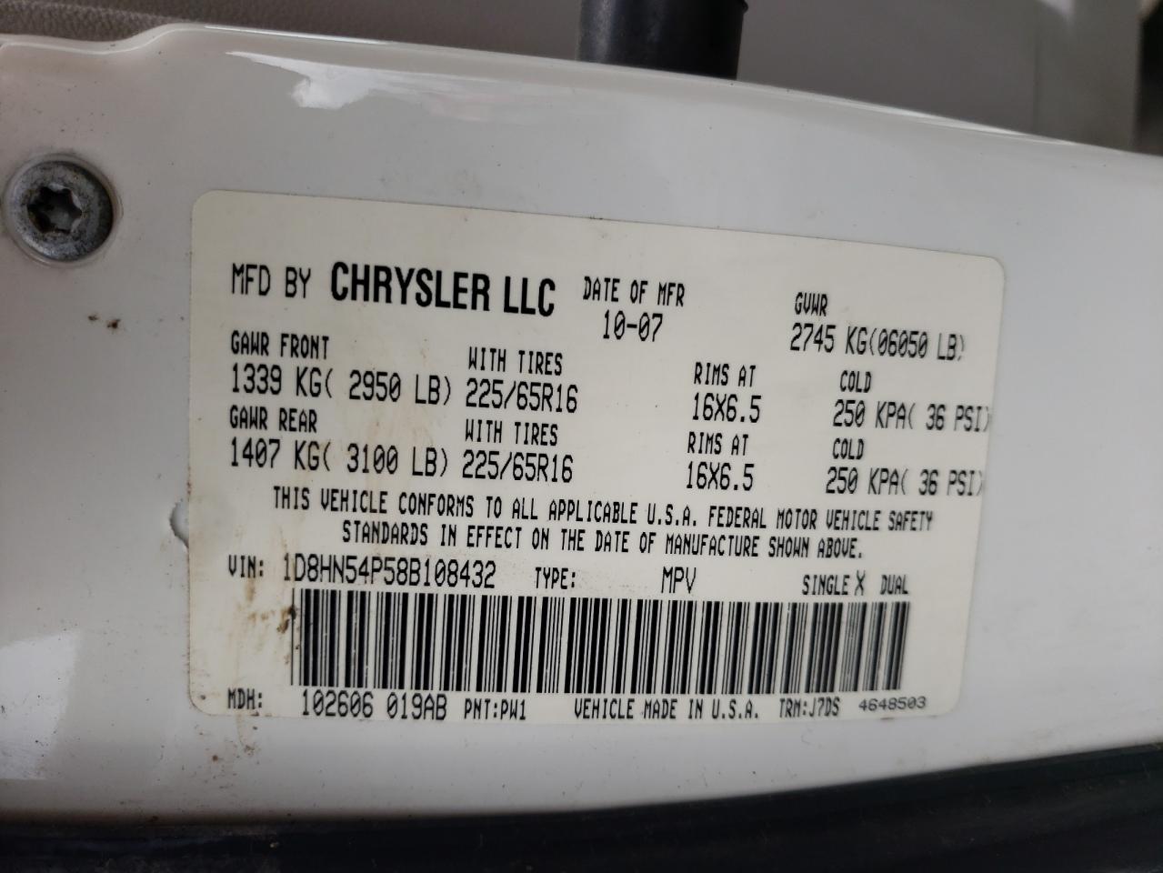 Photo 10 from auction – 2008 DODGE GRAND CARA with VIN 1D8HN54P58B108432