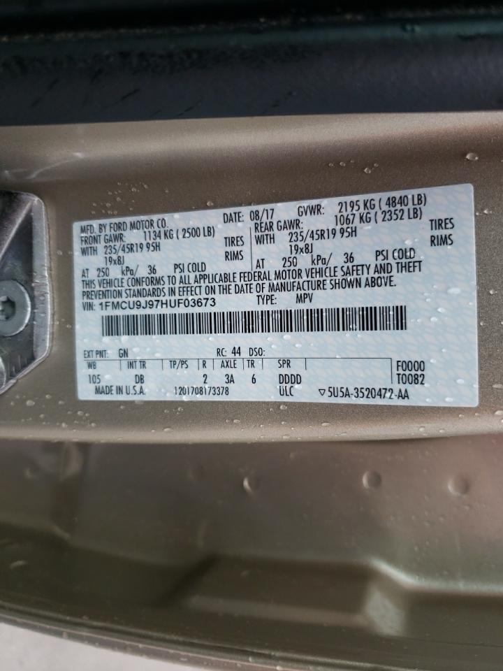 Photo 10 from auction – 2017 FORD ESCAPE TIT with VIN 1FMCU9J97HUF03673