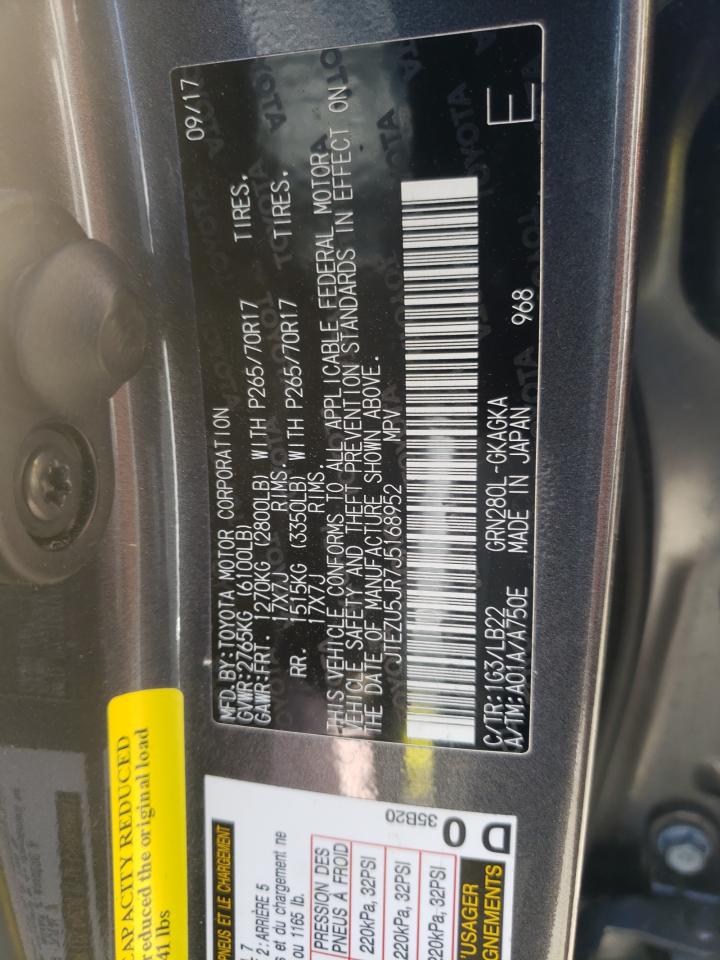 Photo 10 from auction – 2018 TOYOTA 4RUNNER SR with VIN JTEZU5JR7J5168952