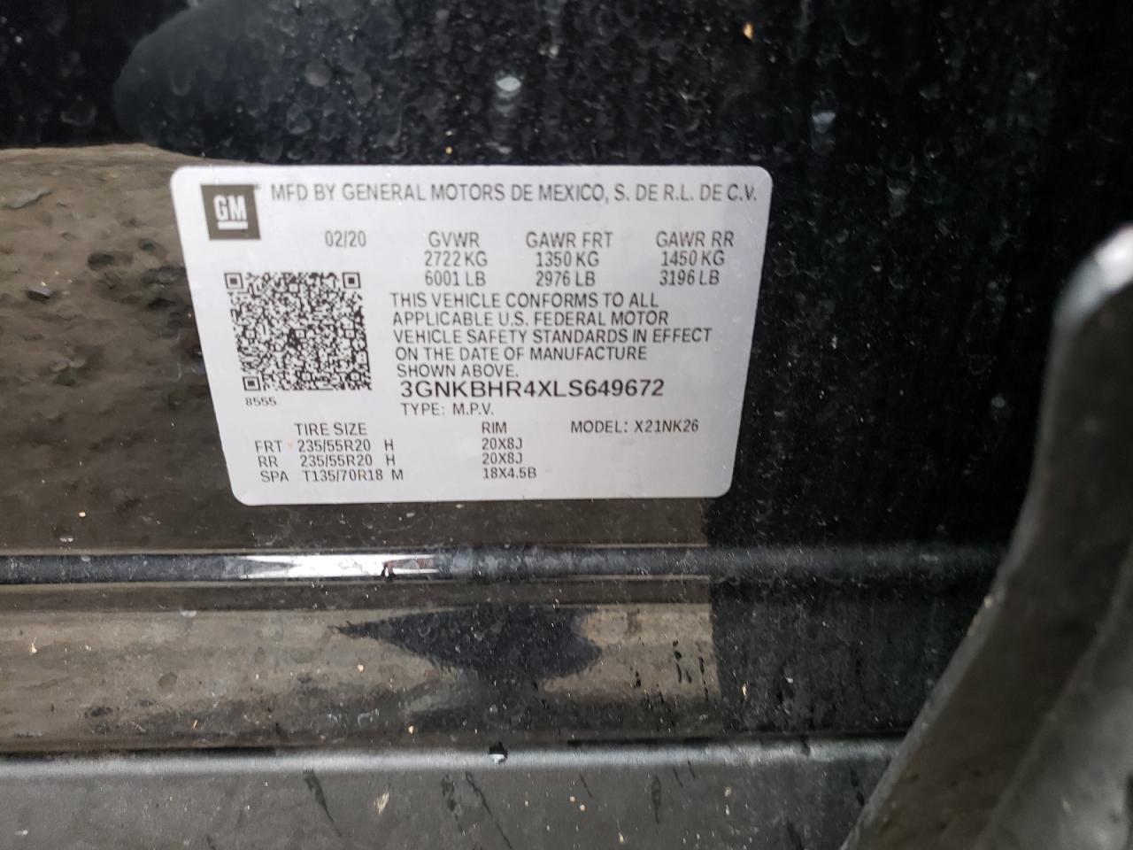 Photo 10 from auction – 2020 CHEVROLET BLAZER 2LT with VIN 3GNKBHR4XLS649672