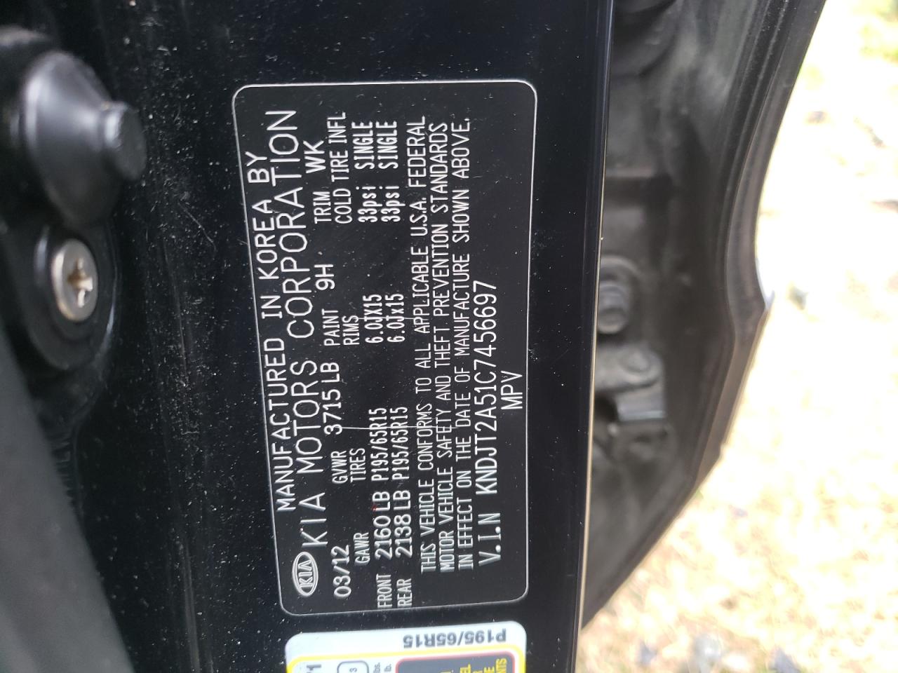 Photo 10 from auction – 2012 KIA SOUL with VIN KNDJT2A51C7456697