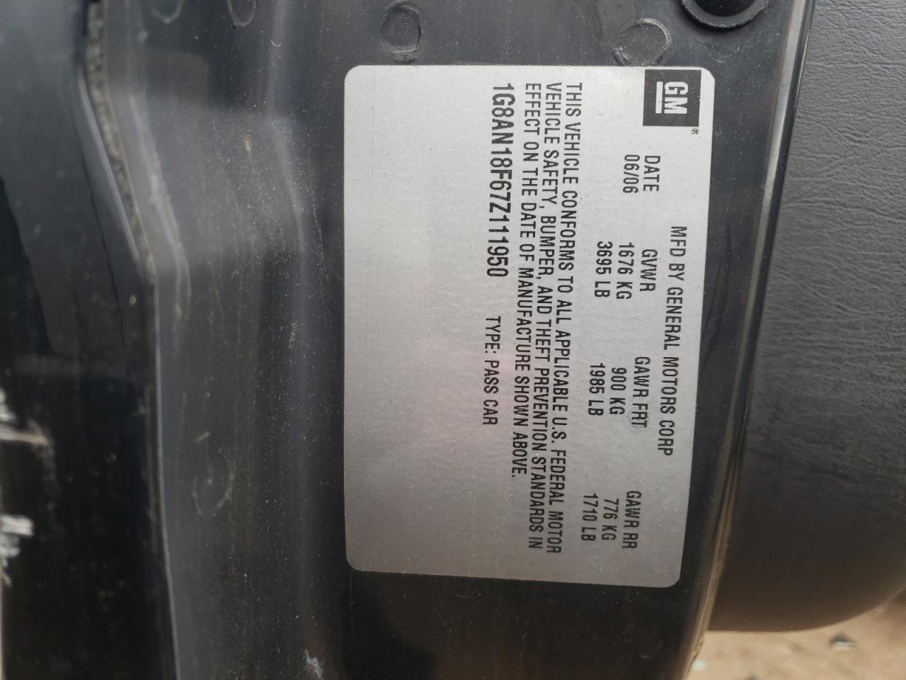 Photo 10 from auction – 2007 SATURN ION LEVEL with VIN 1G8AN18F67Z111950
