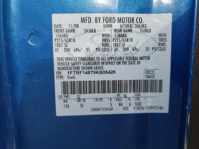 Photo 10 from auction – 2009 FORD F150 with VIN 1FTRF14879KB06426