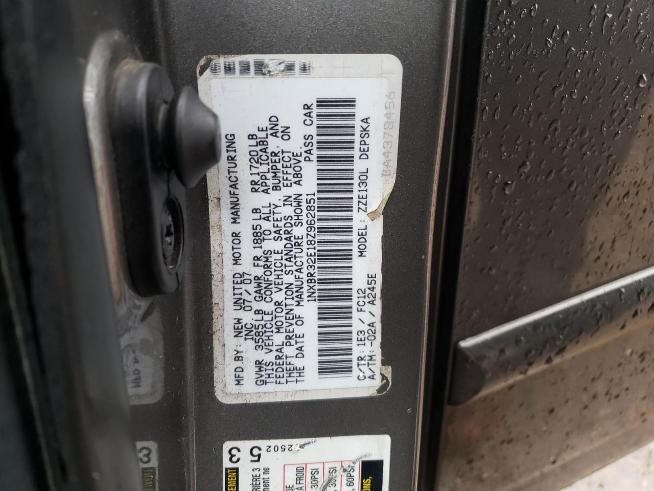 Photo 10 from auction – 2008 TOYOTA COROLLA CE with VIN 1NXBR32E18Z962851