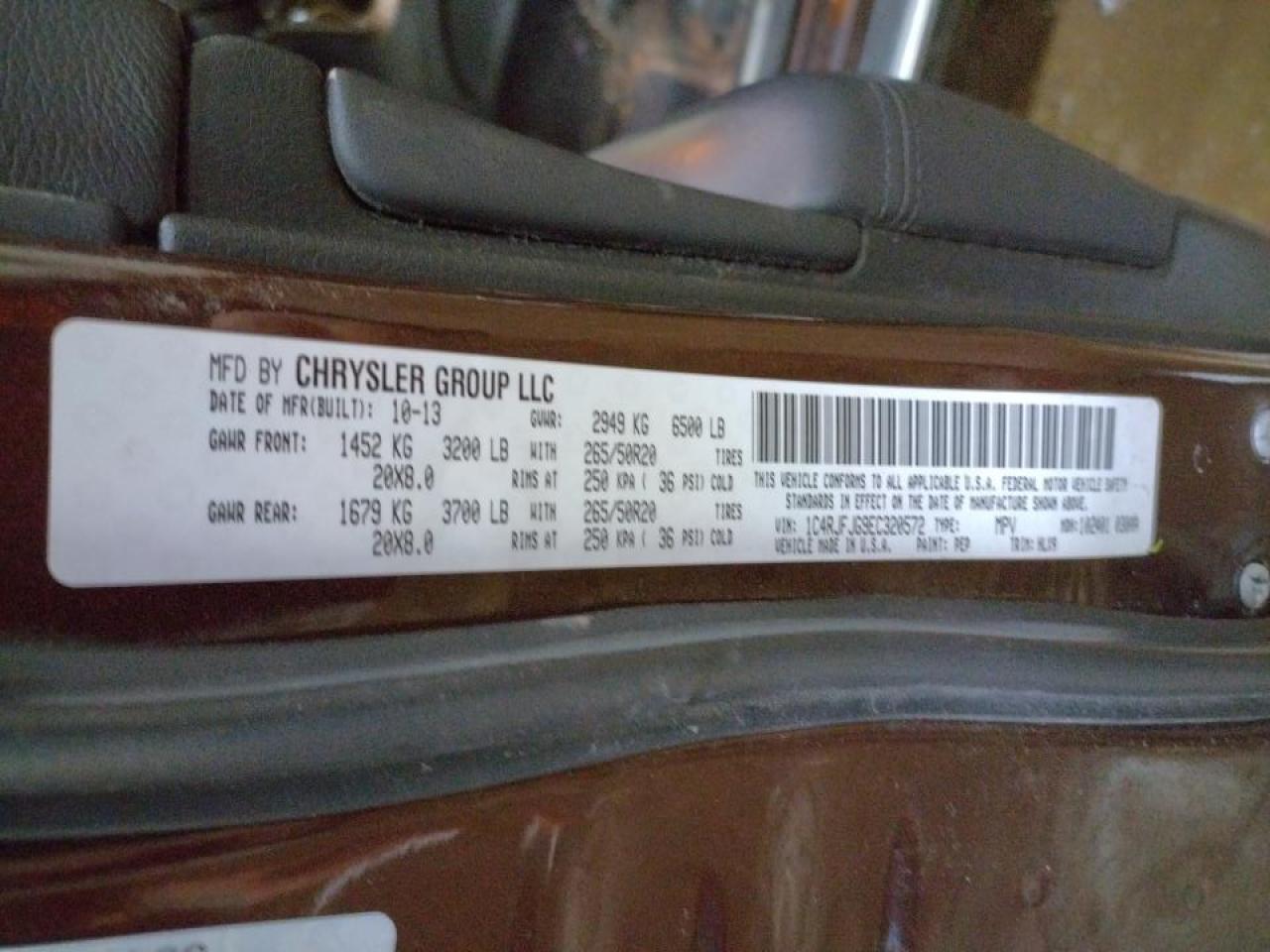 Photo 10 from auction – 2014 JEEP GRAND CHER with VIN 1C4RJFJG9EC320572