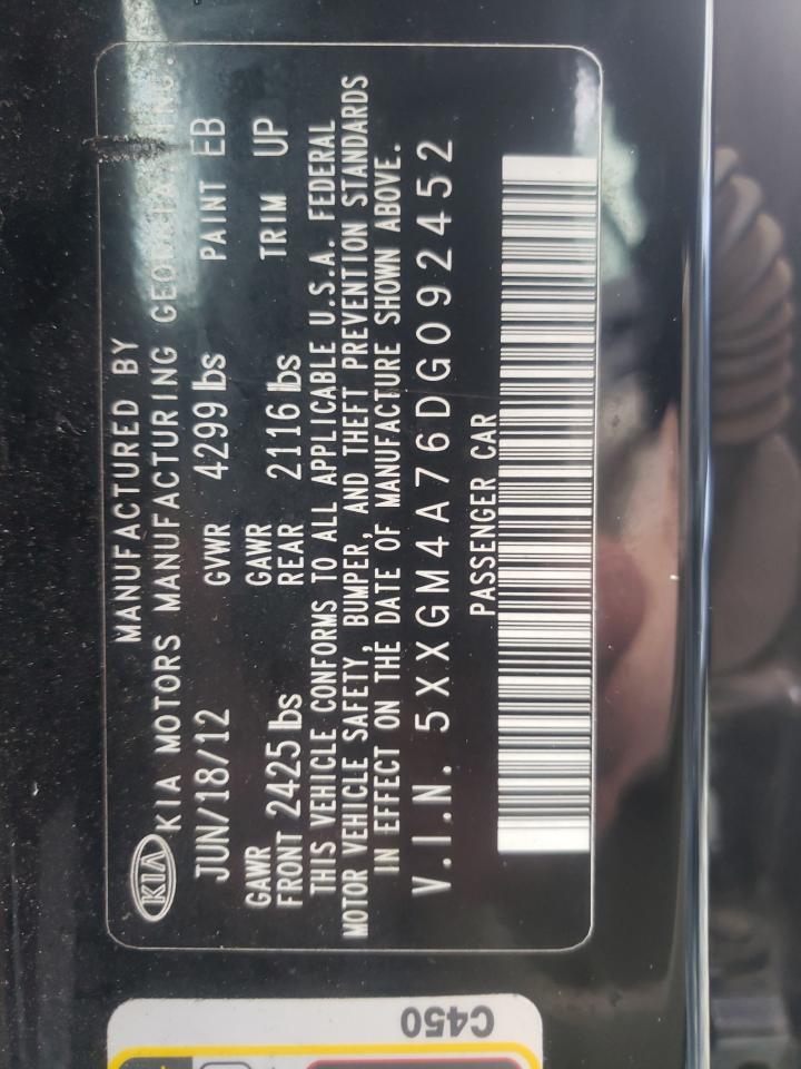 Photo 10 from auction – 2013 KIA OPTIMA LX with VIN 5XXGM4A76DG092452