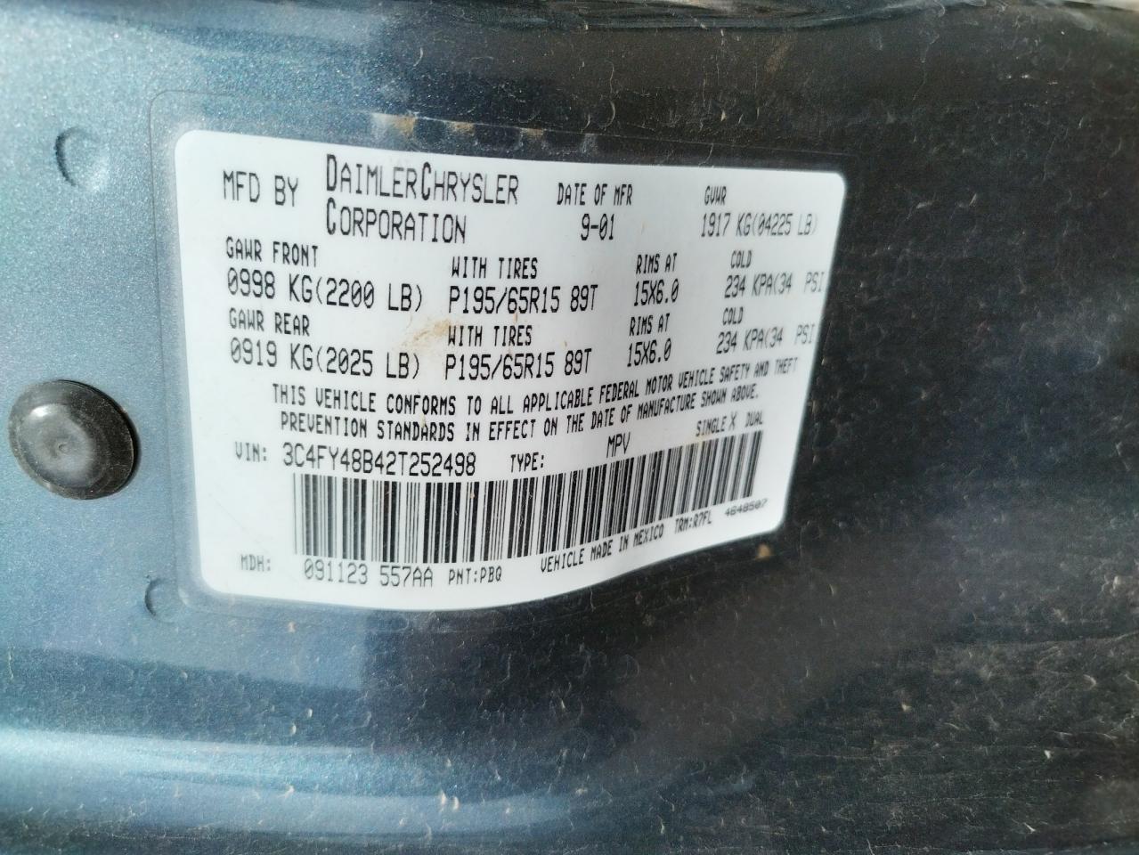 Photo 10 from auction – 2002 CHRYSLER PT CRUISER with VIN 3C4FY48B42T252498