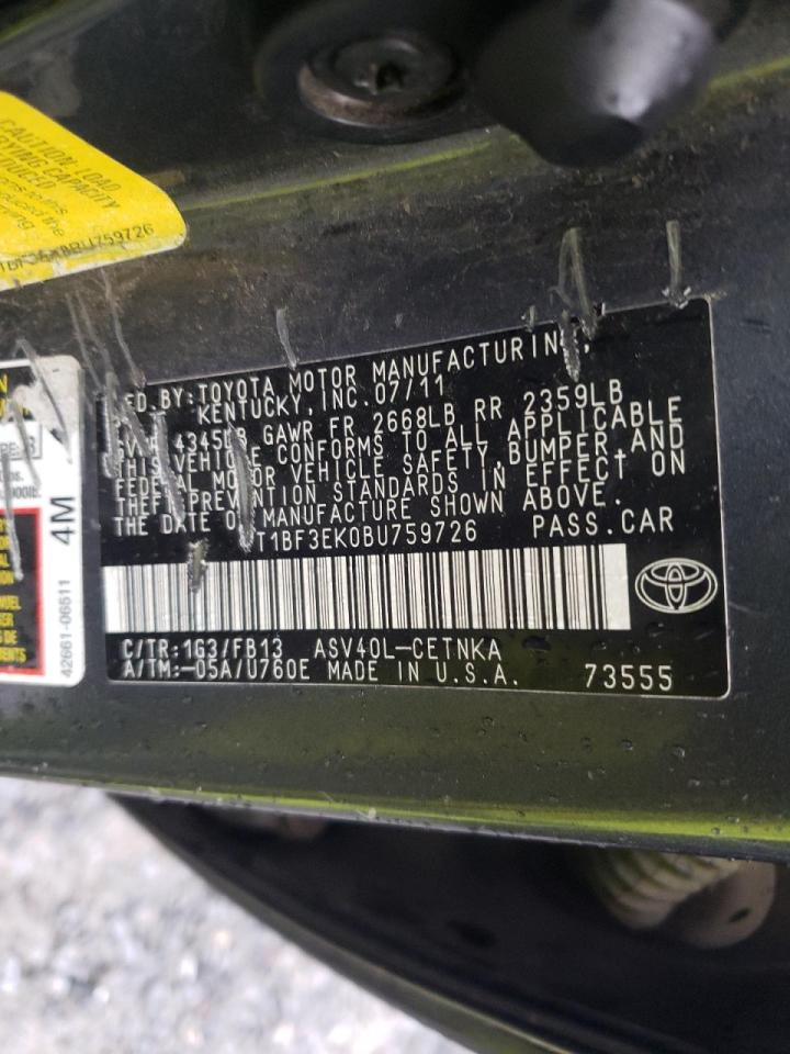 Photo 10 from auction – 2011 TOYOTA CAMRY BASE with VIN 4T1BF3EK0BU759726