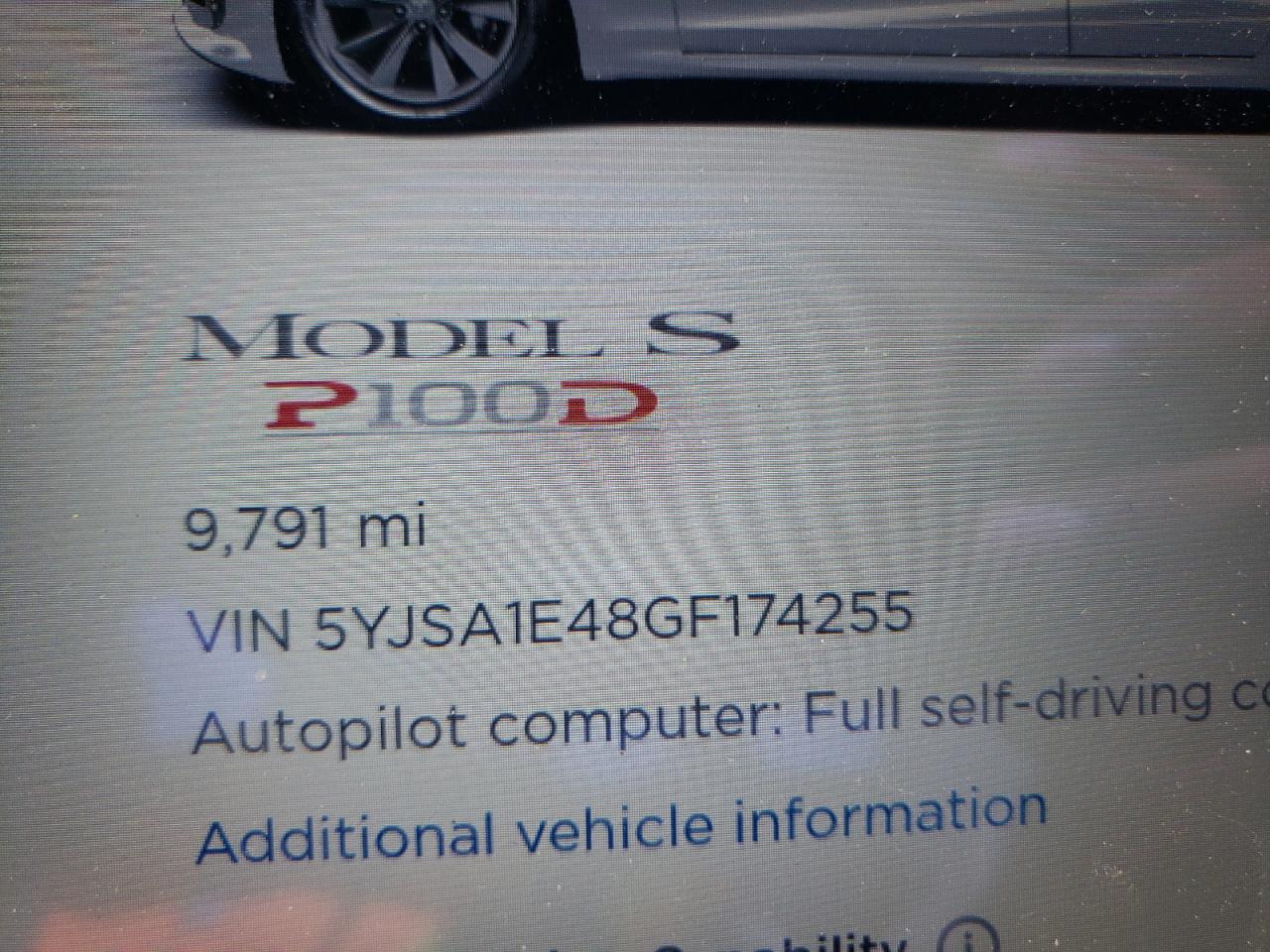 Photo 8 from auction – 2016 TESLA MODEL S with VIN 5YJSA1E48GF174255