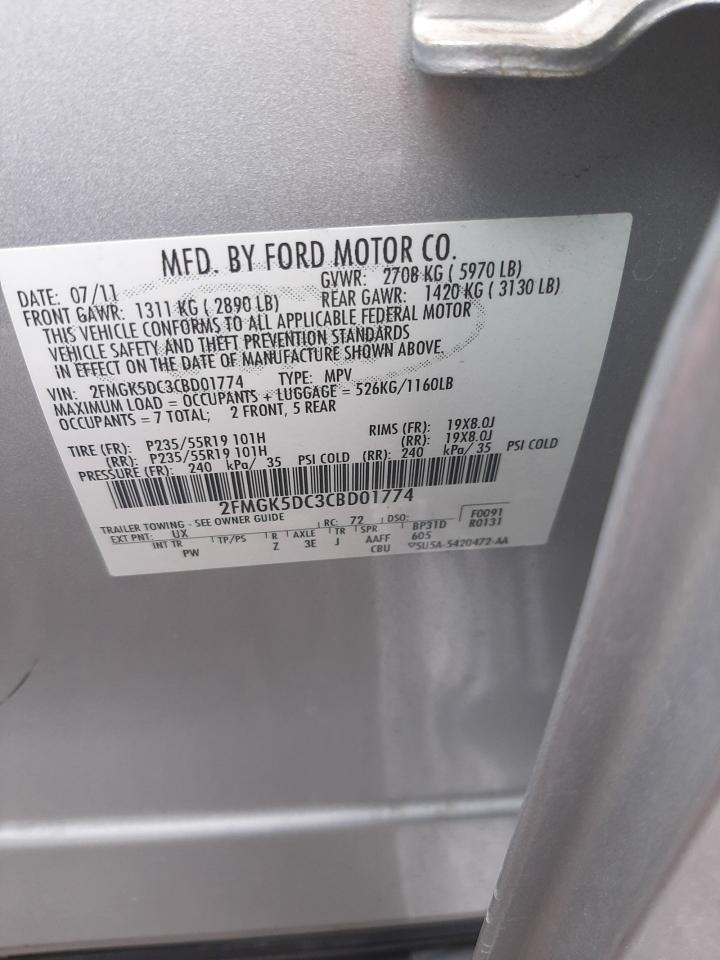 Photo 10 from auction – 2012 FORD FLEX LIMIT with VIN 2FMGK5DC3CBD01774