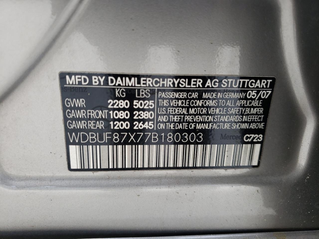 Photo 10 from auction – 2007 MERCEDES-BENZ E 350 4MAT with VIN WDBUF87X77B180303