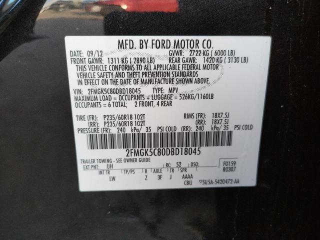 Photo 10 from auction – 2013 FORD FLEX SEL with VIN 2FMGK5C80DBD18045