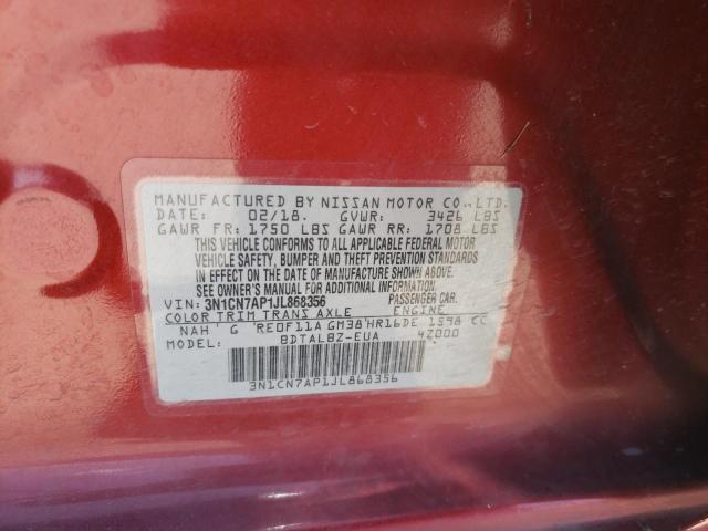 Photo 10 from auction – 2018 NISSAN VERSA S with VIN 3N1CN7AP1JL868356