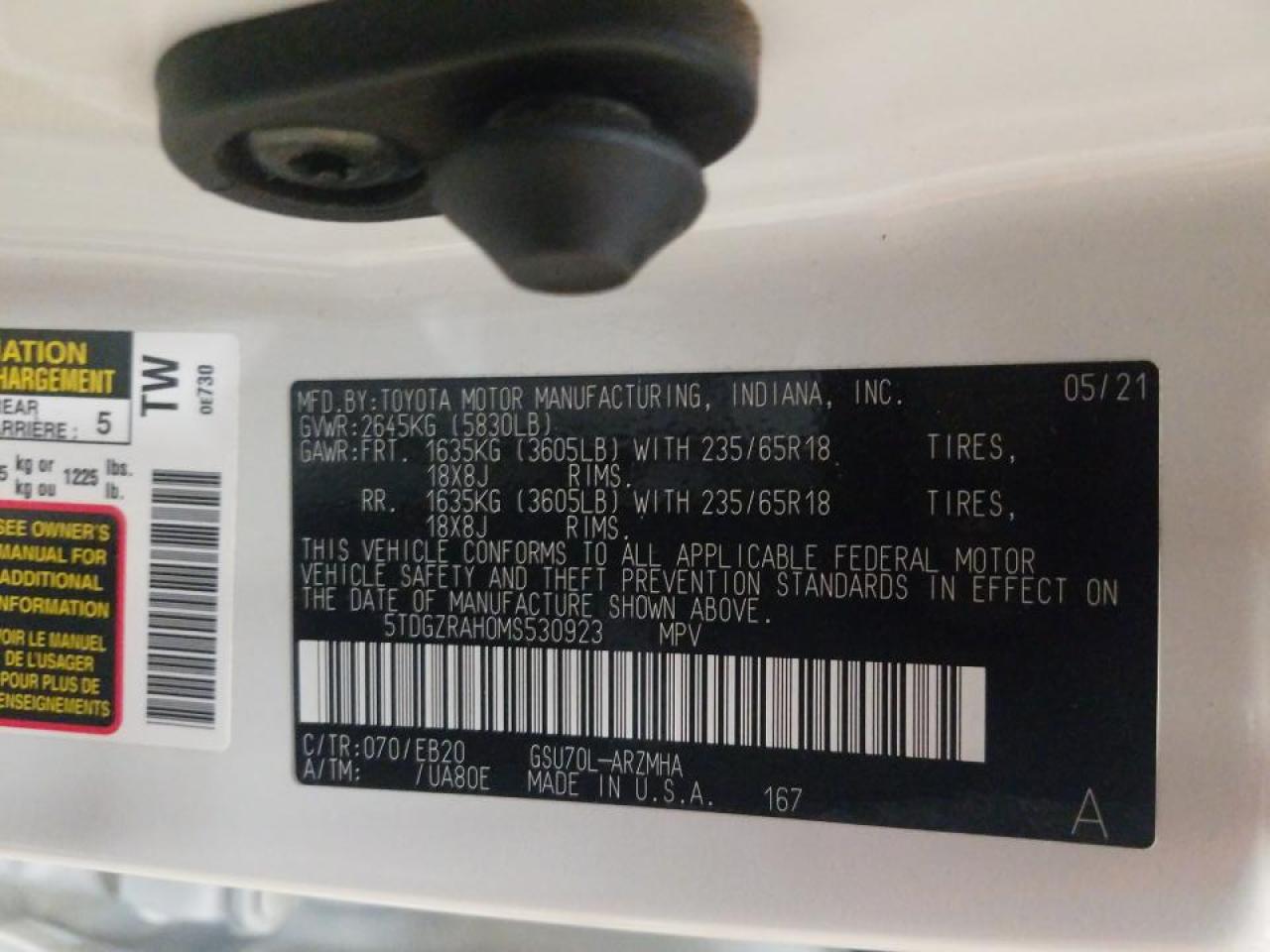 Photo 10 from auction – 2021 TOYOTA HIGHLANDER with VIN 5TDGZRAH0MS530923