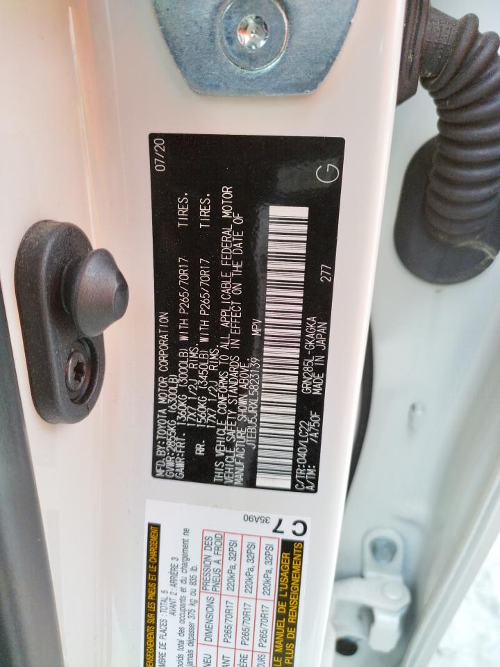 Photo 10 from auction – 2020 TOYOTA 4RUNNER SR with VIN JTEBU5JRXL5823139