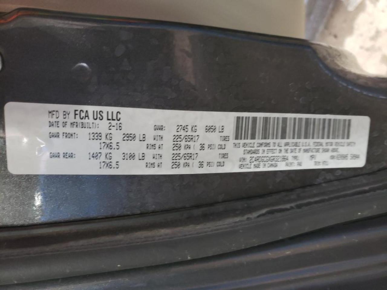 Photo 10 from auction – 2016 DODGE GRAND CARA with VIN 2C4RDGCGXGR321864