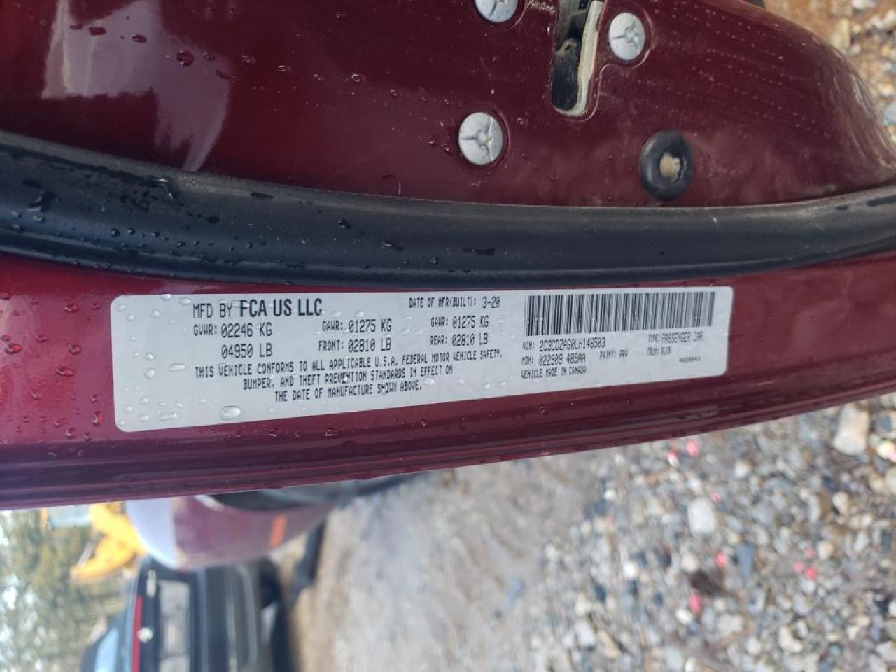 Photo 10 from auction – 2020 DODGE CHALLENGER with VIN 2C3CDZAG0LH146503